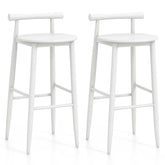 Acacia Wood Bar Stools Set of 2, 35"H Bar Height Kitchen Island Chairs with Back & Footrest, 350lb Capacity for Home Restaurant Cafe