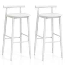 Set of 2 35"H Wooden Bar Chairs with Backrest and Footrest, Bar Height Stools for Home Restaurant Cafe