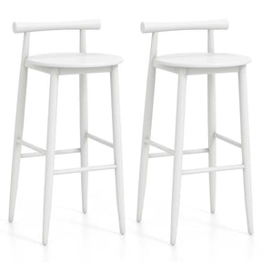 Set of 2 35"H Wooden Bar Chairs with Backrest and Footrest, Bar Height Stools for Home Restaurant Cafe