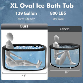 XL 129 Gal Oval Ice Bath Tub w/Cover, Portable Outdoor Ice Bath Tub w/Backpack, Pump, Inflatable Cold Plunge Tub for Cold & Hot Therapy