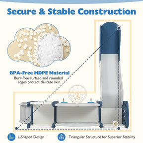 10 in 1 Toddler Slide Set, Kids Slide Climber Playset with Magnetic Whiteboard, Basketball Hoop & Ring Toss, Indoor Playground for Ages 3+