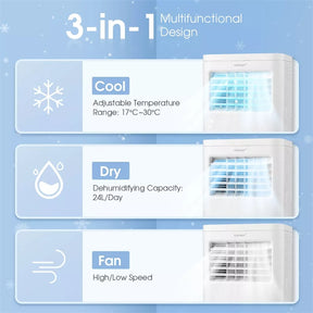 10000 BTU 3-in-1 Portable Air Conditioner, Personal Standing AC Cooling Unit with Dehumidifier, 24H Timer, Window Kit & Wheels for Bedroom, Dorm