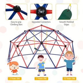 10 FT Geometric Dome Climber with Swing, Upgrade Jungle Gym Monkey Bar for Backyard, Outdoor Climbing Toys for Toddlers