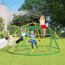 10 FT Geometric Dome Climber with Swing, Upgrade Jungle Gym Monkey Bar for Backyard, Outdoor Climbing Toys for Toddlers