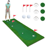 10FT Golf Putting Green, Professional Golf Training Mat with 2 Golf Balls, 3 Holes, Flags & Cups, Realistic Turf for Indoor Outdoor Practice