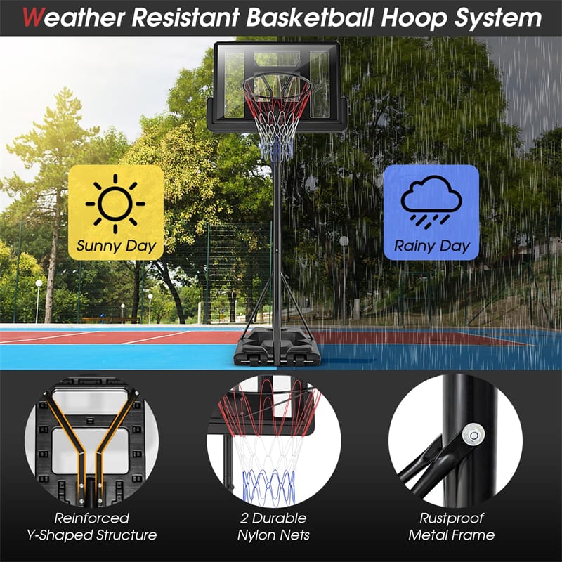 5.9-10 FT Portable Basketball Hoop System, Adjustable Basketball Goal with 39" Shatterproof Backboard for Indoor Outdoor Kids Adults