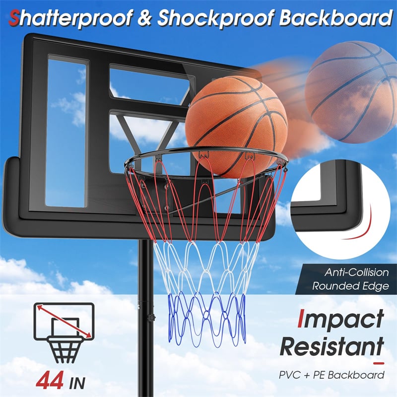 5.9-10 FT Portable Basketball Hoop System, Adjustable Basketball Goal with 39" Shatterproof Backboard for Indoor Outdoor Kids Adults