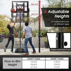 5.9-10 FT Portable Basketball Hoop System, Adjustable Basketball Goal with 39" Shatterproof Backboard for Indoor Outdoor Kids Adults