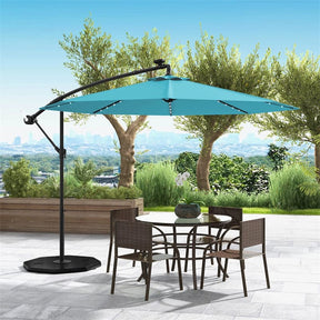 10FT Offset Patio Umbrella with 40 Solar LED Lights & Cross Base, Large Outdoor Cantilever Umbrella for Sun Rain