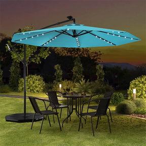 10FT Offset Patio Umbrella with 40 Solar LED Lights & Cross Base, Large Outdoor Cantilever Umbrella for Sun Rain