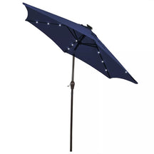 10FT Patio Umbrella with Solar LED Lights & Crank, Easy Tilt Outdoor Market Umbrella for Backyard, Poolside, Deck