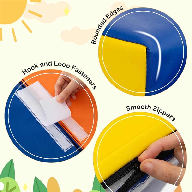 10-Piece Foam Climbing Blocks, Soft PU Leather Play Gym Baby Climber for Crawling & Sliding, Safe Indoor Toddler Climbing Toys for Kids Age 1-3