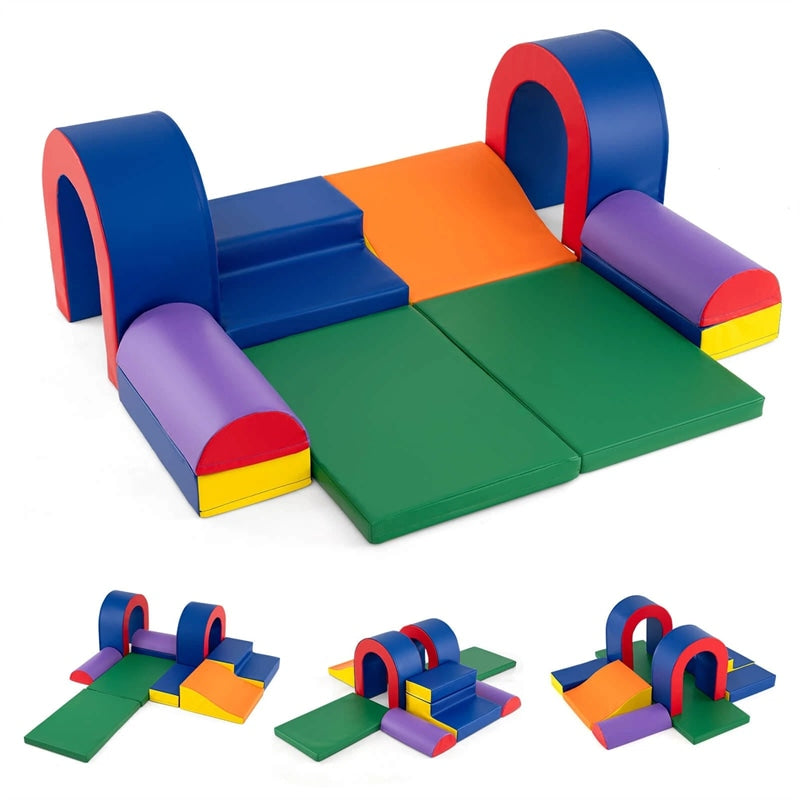 10-Piece Foam Climbing Blocks, Soft PU Leather Play Gym Baby Climber for Crawling & Sliding, Safe Indoor Toddler Climbing Toys for Kids Age 1-3