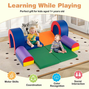 10-Piece Foam Climbing Blocks, Soft PU Leather Play Gym Baby Climber for Crawling & Sliding, Safe Indoor Toddler Climbing Toys for Kids Age 1-3