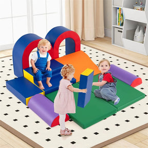 10-Piece Foam Climbing Blocks, Soft PU Leather Play Gym Baby Climber for Crawling & Sliding, Safe Indoor Toddler Climbing Toys for Kids Age 1-3