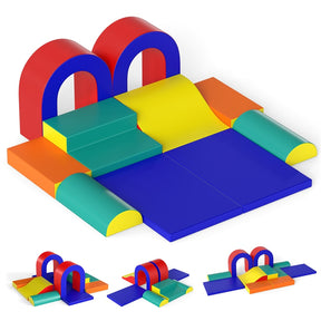10-Piece Foam Climbing Blocks, Soft PU Leather Play Gym Baby Climber for Crawling & Sliding, Safe Indoor Toddler Climbing Toys for Kids Age 1-3