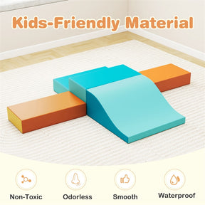 10-Piece Foam Climbing Blocks, Soft PU Leather Play Gym Baby Climber for Crawling & Sliding, Safe Indoor Toddler Climbing Toys for Kids Age 1-3