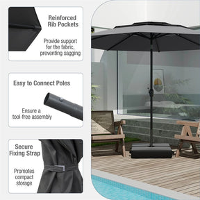 10 FT 3 Tiers Outdoor Patio Market Umbrella with Crank & Auto-tilt, Double Vented Table Umbrella for Pool Deck