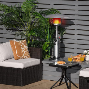 11,000 BTU Tabletop Propane Patio Heater, Portable Stainless Steel Outdoor Heater with Adjustable Flame & Tip-Over Protection for Backyard Restaurant