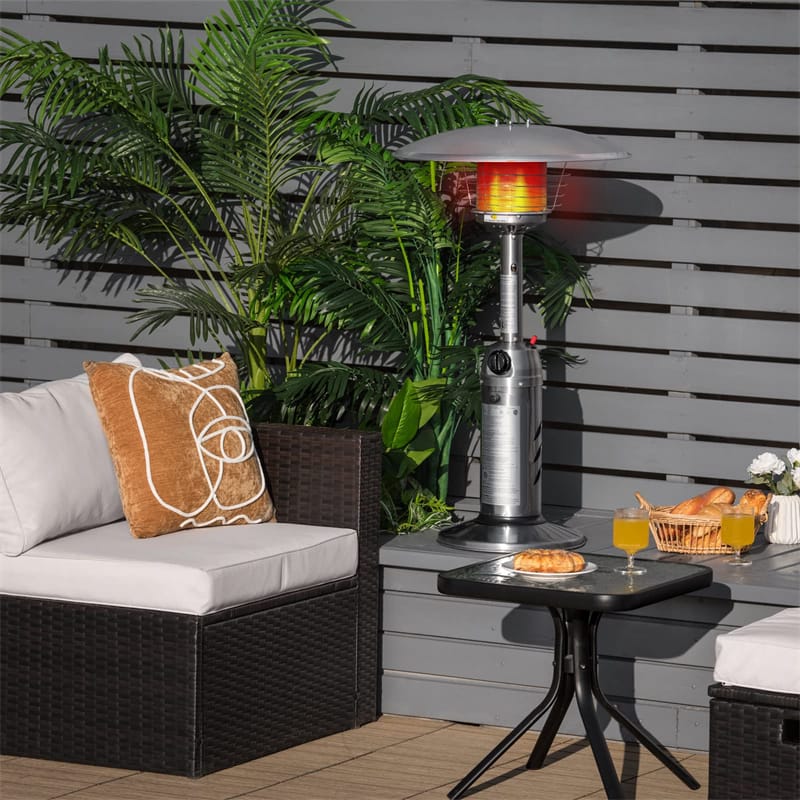 11,000 BTU Tabletop Propane Patio Heater, Portable Stainless Steel Outdoor Heater with Adjustable Flame & Tip-Over Protection for Backyard Restaurant