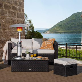 11,000 BTU Tabletop Propane Patio Heater, Portable Stainless Steel Outdoor Heater with Adjustable Flame & Tip-Over Protection for Backyard Restaurant