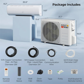 11500 BTU WiFi Ductless Mini Split Air Conditioner with Heat Pump, 17 SEER2 Inverter Split AC Works with Alexa Cools up to 750 Sq.Ft