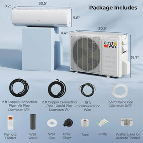 11500 BTU WiFi Ductless Mini Split Air Conditioner with Heat Pump, 17 SEER2 Inverter Split AC Works with Alexa Cools up to 750 Sq.Ft