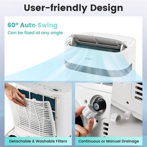 12000 BTU Portable Air Conditioner, 3-in-1 AC Unit with Fan, Dehumidifier & Sleep Mode, 24H Timer, Window Kit, Cools Room up to 550 Sq. Ft