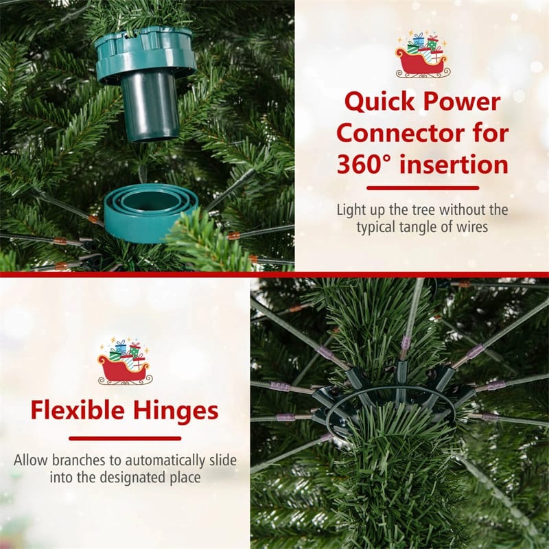 12 FT Pre-Lit Artificial Christmas Tree with Quick Power Connector, 1030 Warm White LED Lights, 2536 Tips & Hinged for Indoor Outdoor Decoration