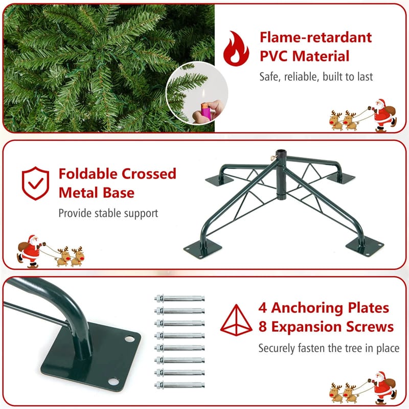 12 FT Pre-Lit Slim Pencil Christmas Tree with 1000 Warm White LED Lights, 2840 Hinged Branch Tips & Folding Stand for Indoor Outdoor Holiday Decor