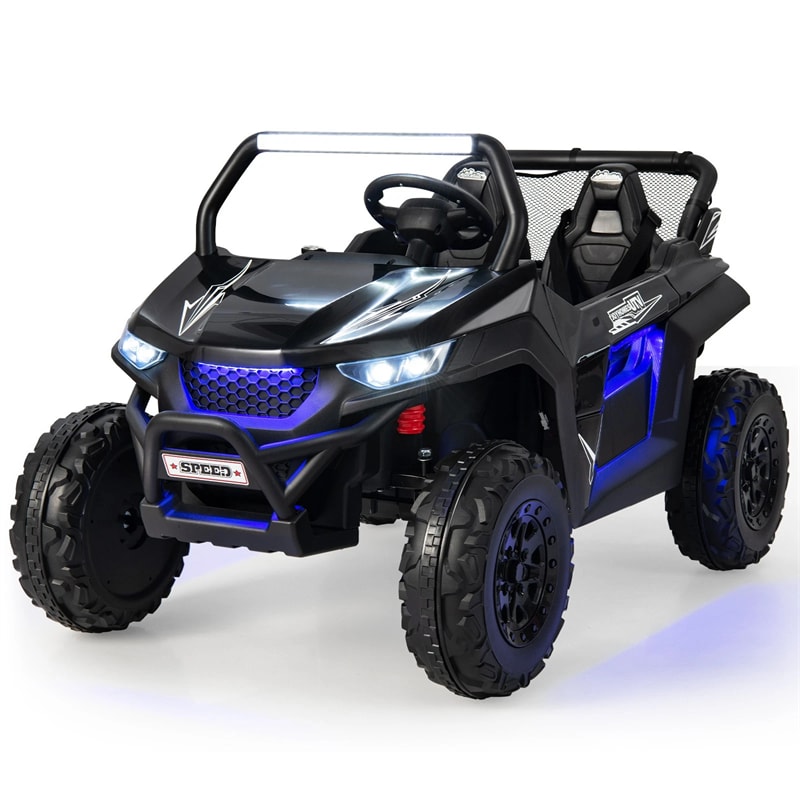 12V 2-Seater Kids Ride On UTV Car, Battery Powered RC Electric Vehicle with Lights & Music