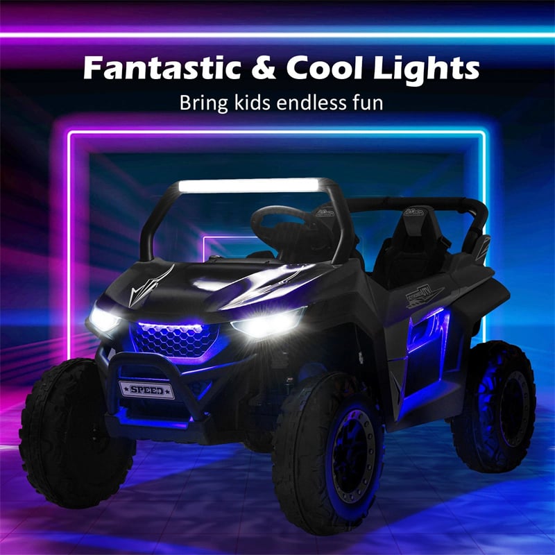 12V 2-Seater Kids Ride On UTV Car, Battery Powered RC Electric Vehicle with Lights & Music