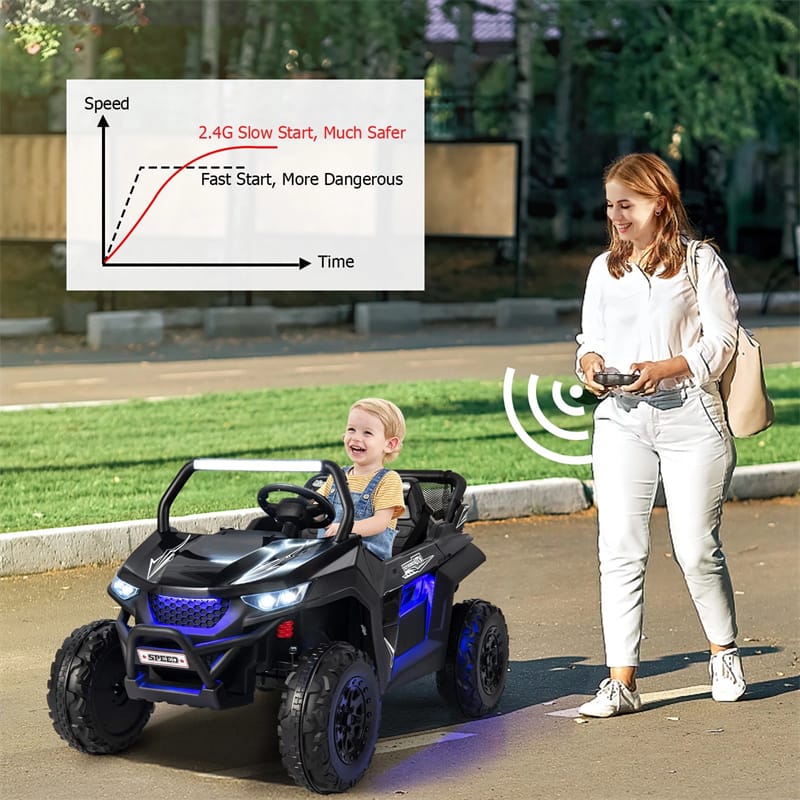 12V 2-Seater Kids Ride On UTV Car, Battery Powered RC Electric Vehicle with Lights & Music