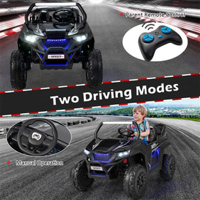 12V 2-Seater Kids Ride On UTV Car, Battery Powered RC Electric Vehicle with Lights & Music