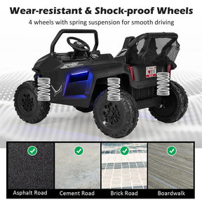 12V 2-Seater Kids Ride On UTV Car, Battery Powered RC Electric Vehicle with Lights & Music