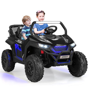 12V 2-Seater Kids Ride On UTV Car, Battery Powered RC Electric Vehicle with Lights & Music