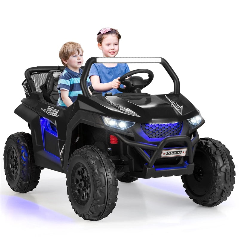 12V 2-Seater Kids Ride On UTV Car, Battery Powered RC Electric Vehicle with Lights & Music
