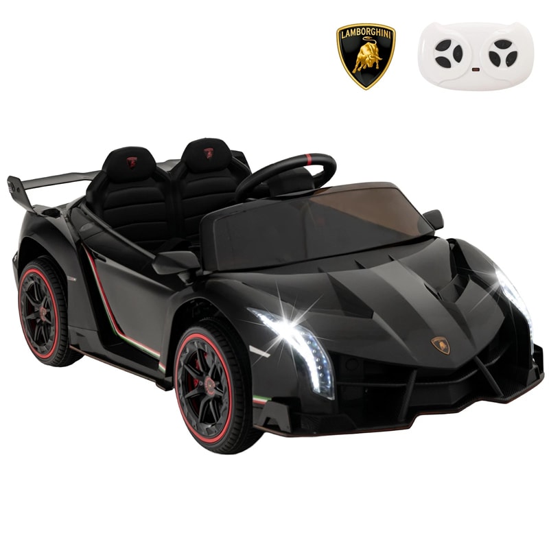 Lamborghini Licensed Kids Ride On 4WD Sports Car, 12V Battery Electric Vehicle Toy with Remote Control, 3 Speeds, Hydraulic Doors