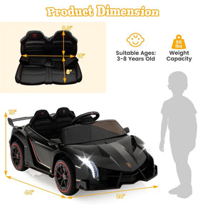 Lamborghini Licensed Kids Ride On 4WD Sports Car, 12V Battery Electric Vehicle Toy with Remote Control, 3 Speeds, Hydraulic Doors