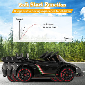 Lamborghini Licensed Kids Ride On 4WD Sports Car, 12V Battery Electric Vehicle Toy with Remote Control, 3 Speeds, Hydraulic Doors