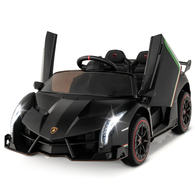 Lamborghini Licensed Kids Ride On 4WD Sports Car, 12V Battery Electric Vehicle Toy with Remote Control, 3 Speeds, Hydraulic Doors