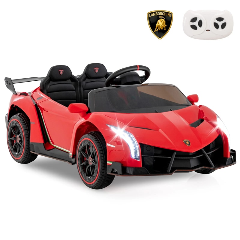 Lamborghini Licensed Kids Ride On 4WD Sports Car, 12V Battery Electric Vehicle Toy with Remote Control, 3 Speeds, Hydraulic Doors