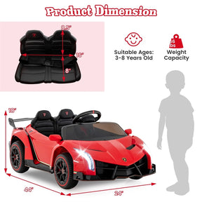 Lamborghini Licensed Kids Ride On 4WD Sports Car, 12V Battery Electric Vehicle Toy with Remote Control, 3 Speeds, Hydraulic Doors
