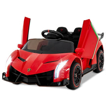 Lamborghini Licensed Kids Ride On 4WD Sports Car, 12V Battery Electric Vehicle Toy with Remote Control, 3 Speeds, Hydraulic Doors