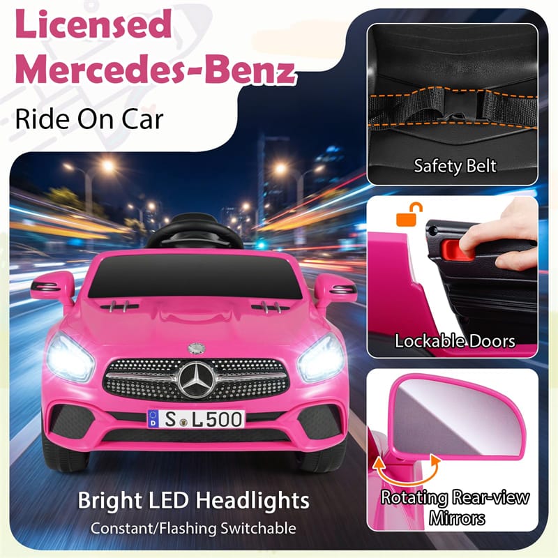 12V Kids Ride On Car, Licensed Mercedes-Benz SL R231 Electric Vehicle with Remote Control, Spring Suspension, LED Lights & Music for Boys Girls