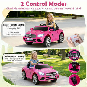 12V Kids Ride On Car, Licensed Mercedes-Benz SL R231 Electric Vehicle with Remote Control, Spring Suspension, LED Lights & Music for Boys Girls
