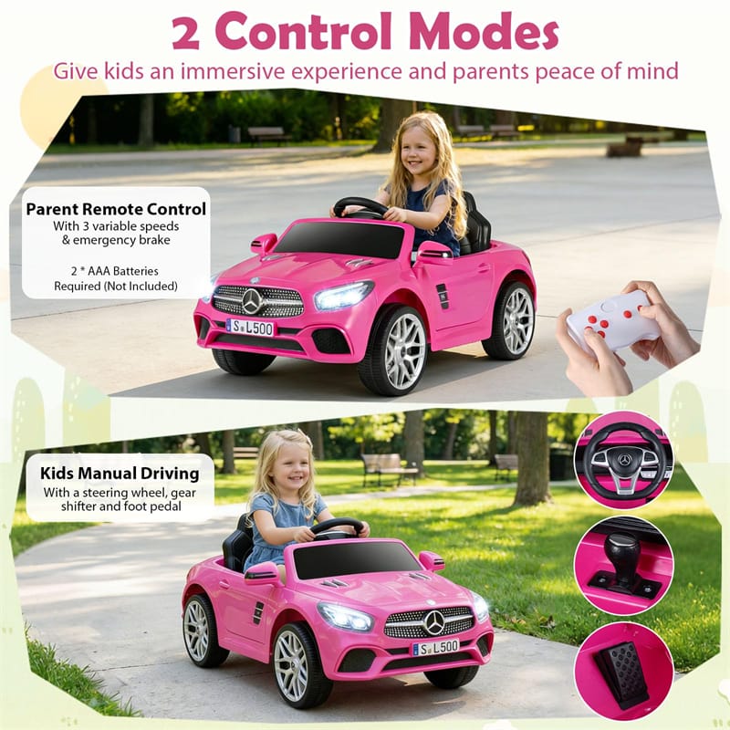 12V Kids Ride On Car, Licensed Mercedes-Benz SL R231 Electric Vehicle with Remote Control, Spring Suspension, LED Lights & Music for Boys Girls