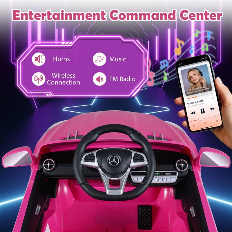 12V Kids Ride On Car, Licensed Mercedes-Benz SL R231 Electric Vehicle with Remote Control, Spring Suspension, LED Lights & Music for Boys Girls