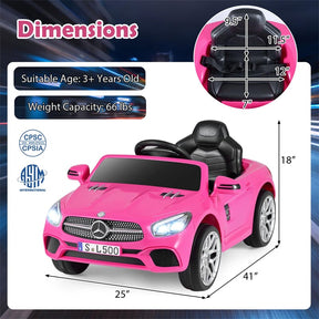 12V Kids Ride On Car, Licensed Mercedes-Benz SL R231 Electric Vehicle with Remote Control, Spring Suspension, LED Lights & Music for Boys Girls