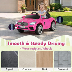 12V Kids Ride On Car, Licensed Mercedes-Benz SL R231 Electric Vehicle with Remote Control, Spring Suspension, LED Lights & Music for Boys Girls
